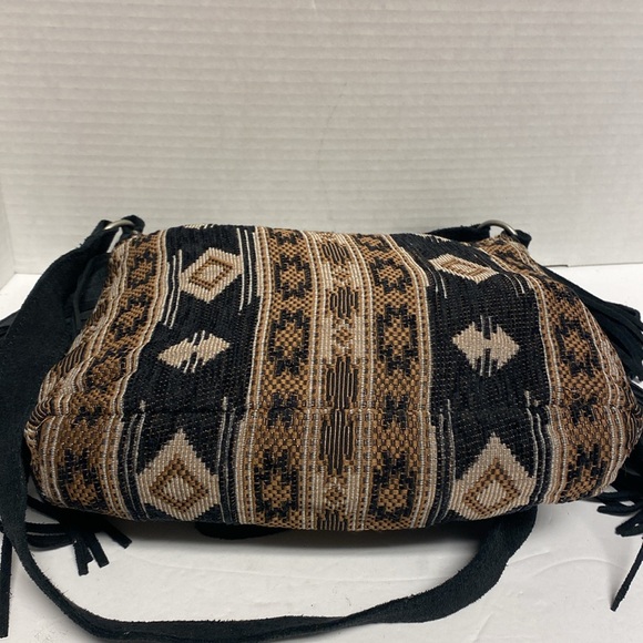 MINNETONKA Baja Western Jacquard Boho chic Suede Fringe Crossbody Bag - Picture 4 of 8
